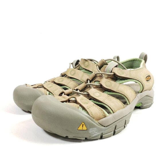 Keen Womens Size 9 Waterproof Hiking Fishermans Sandals Tan & Green - Picture 2 of 9